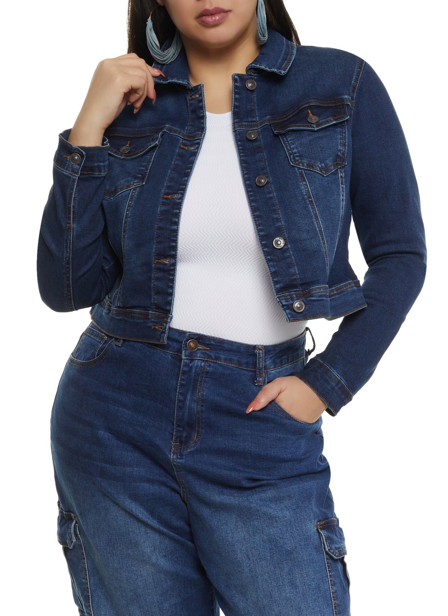 Plus Size WAX Solid Denim Jacket sold by Rainbow