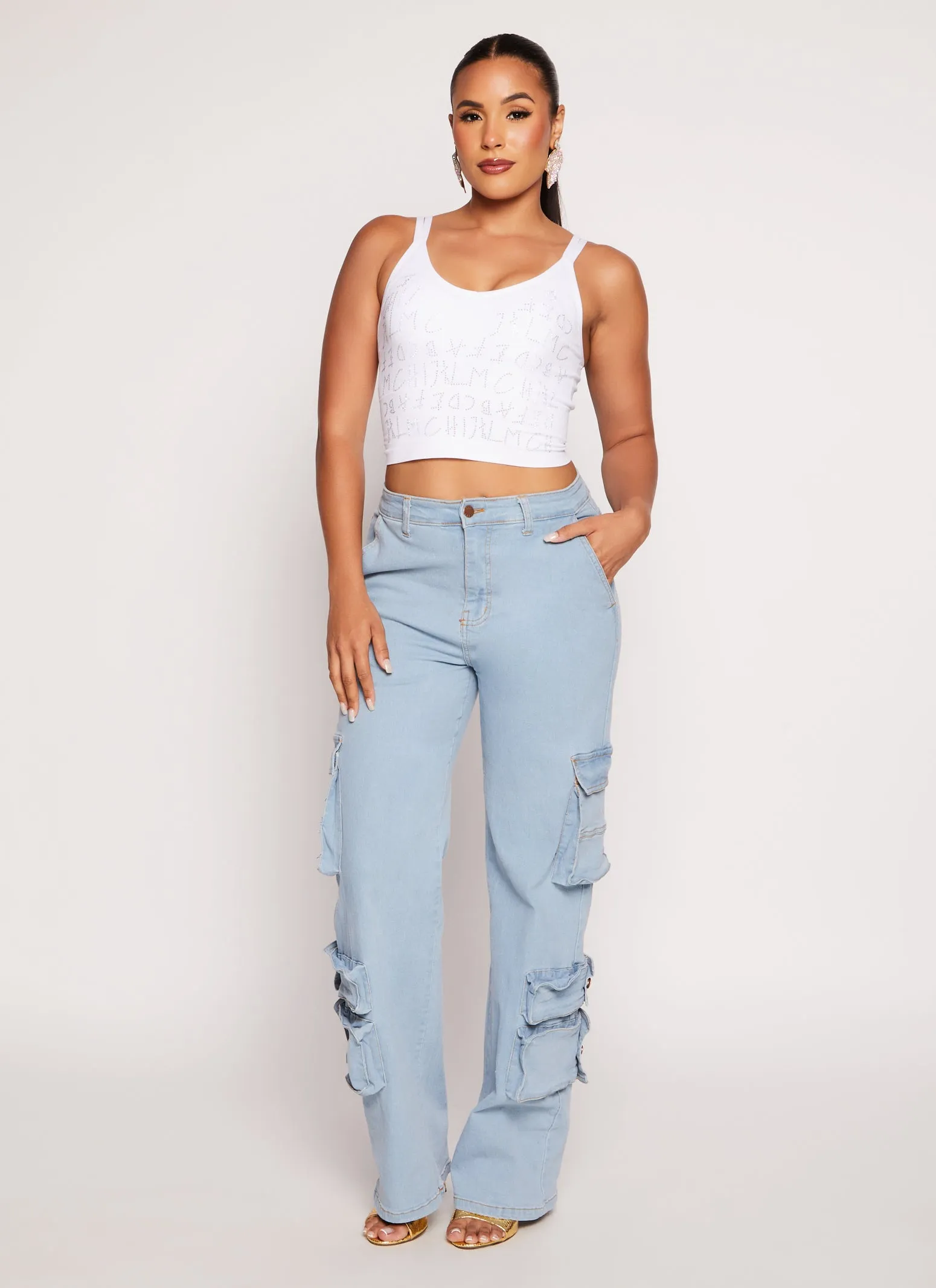 Seamless Ribbed Rhinestone Alphabet Graphic Cami sold by Rainbow product image thumbnail 2