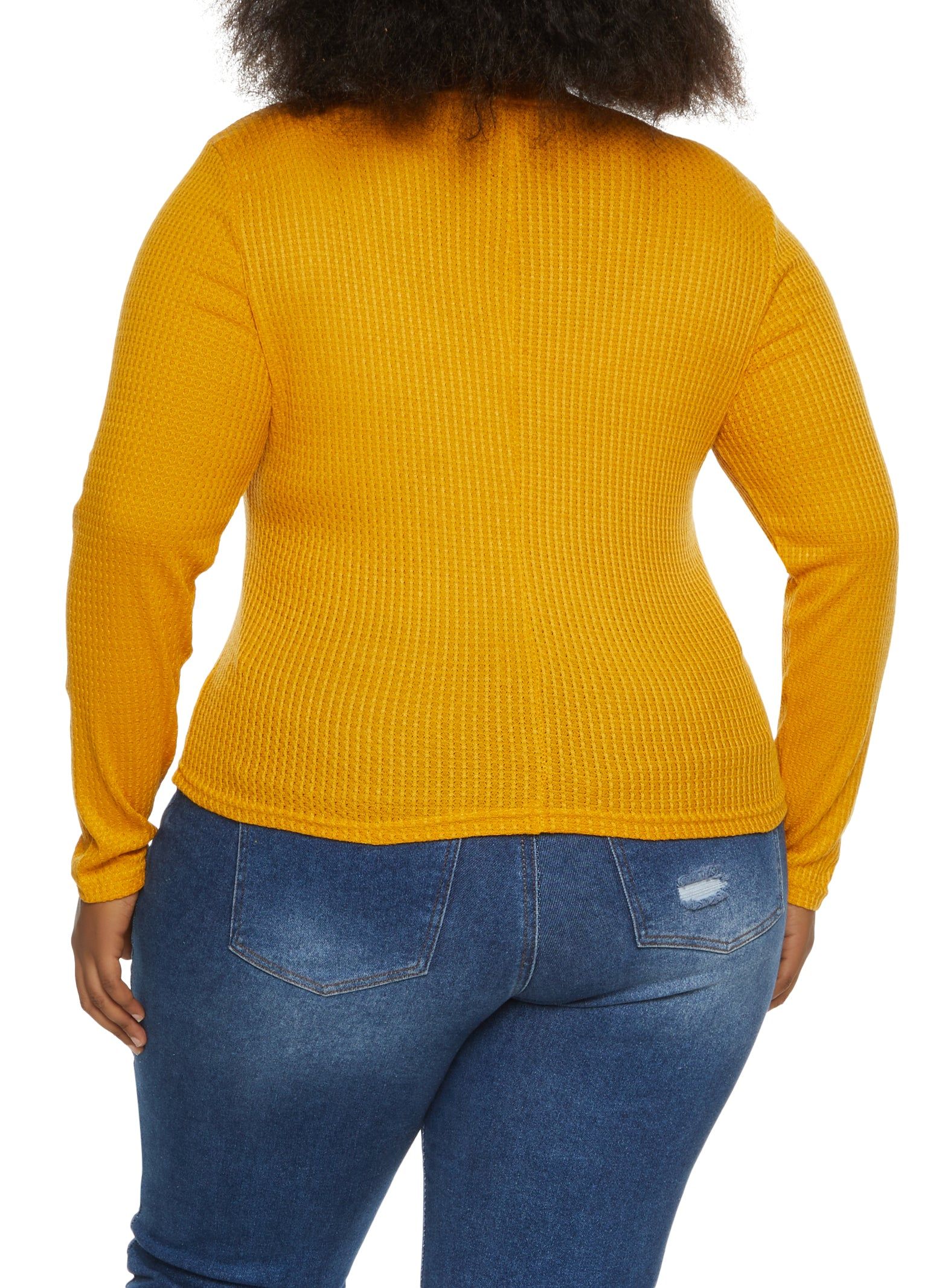 Plus Size Waffle Knit Faux Button Detail Henley Top sold by Rainbow product image thumbnail 2