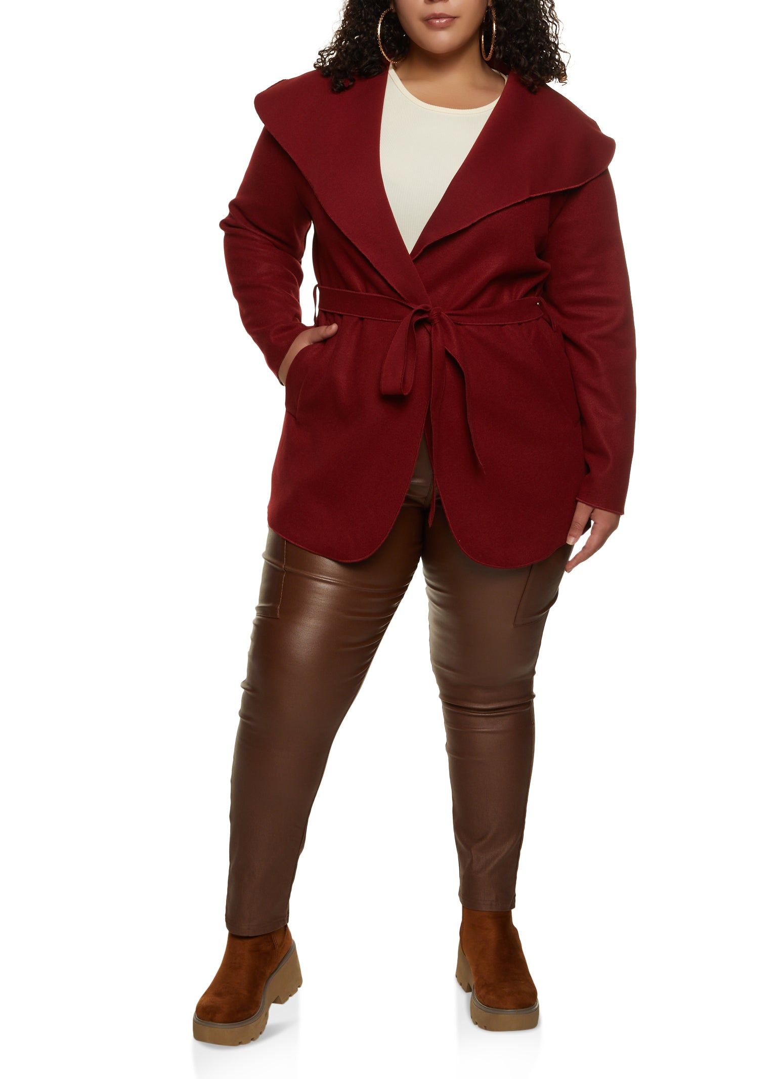 Plus Size Belted Wrap Coat sold by Rainbow product image thumbnail 2
