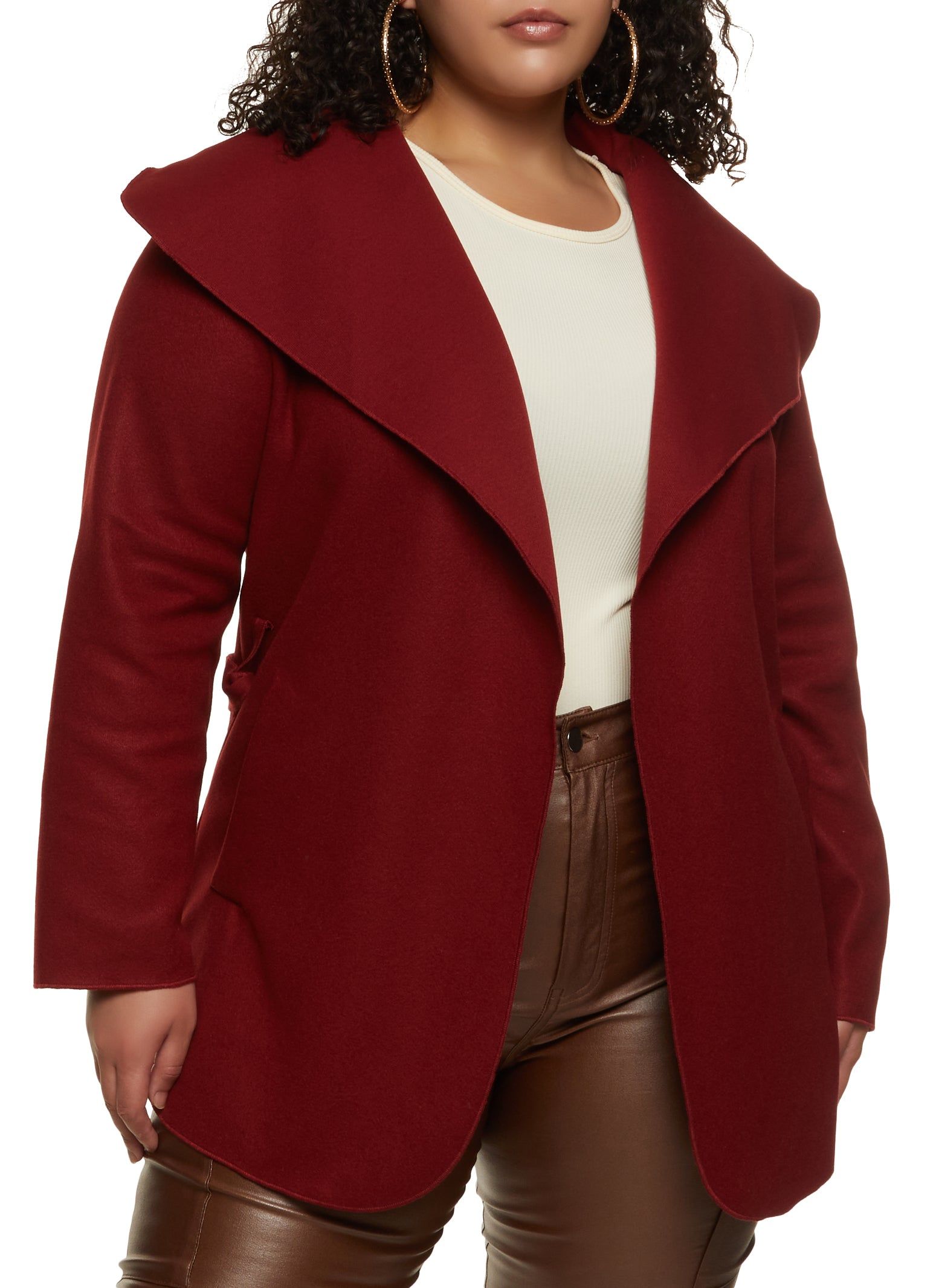 Plus Size Belted Wrap Coat sold by Rainbow