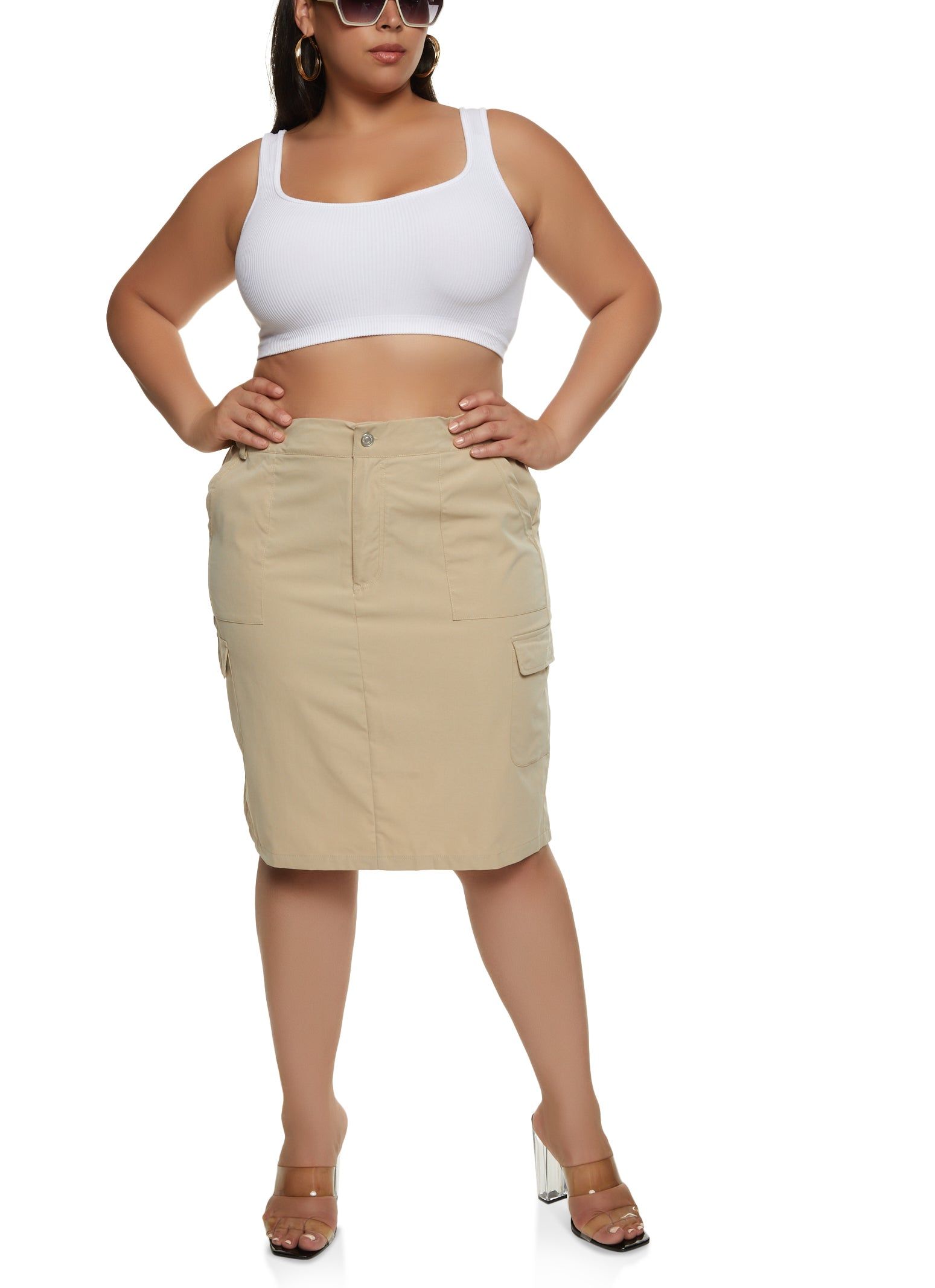 Plus Size Cargo Pocket Midi Skirt sold by Rainbow product image thumbnail 2