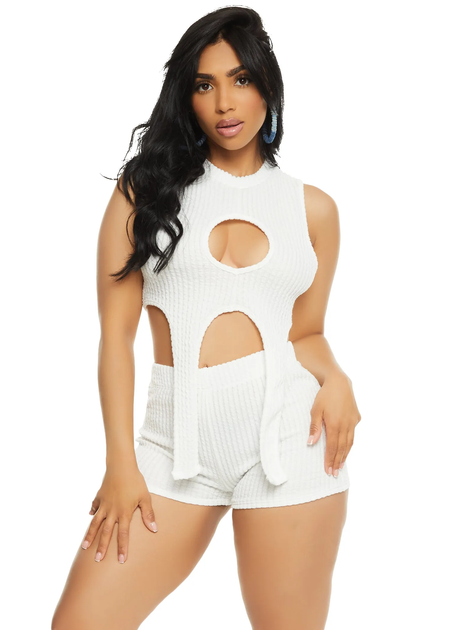 Ribbed Mock Neck Cut Out Crop Top sold by Rainbow product image thumbnail 2