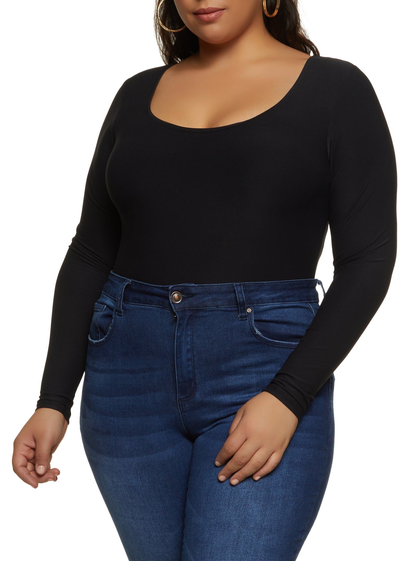 Plus Size Scoop Neck Long Sleeve Bodysuit sold by Rainbow product image thumbnail 2