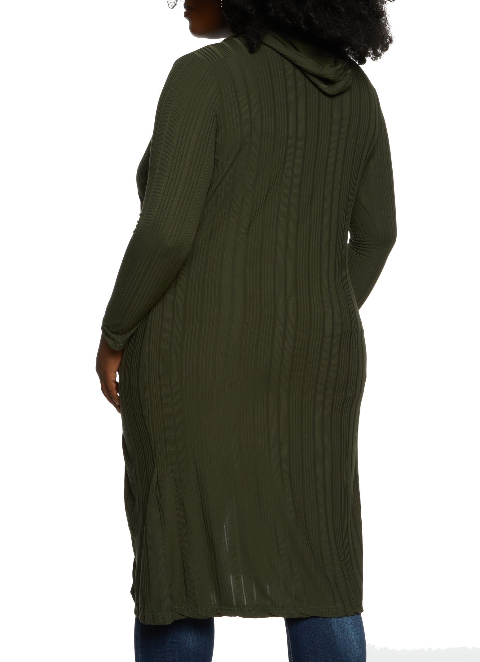 Plus Size Ribbed Knit Hooded Duster sold by Rainbow product image thumbnail 2