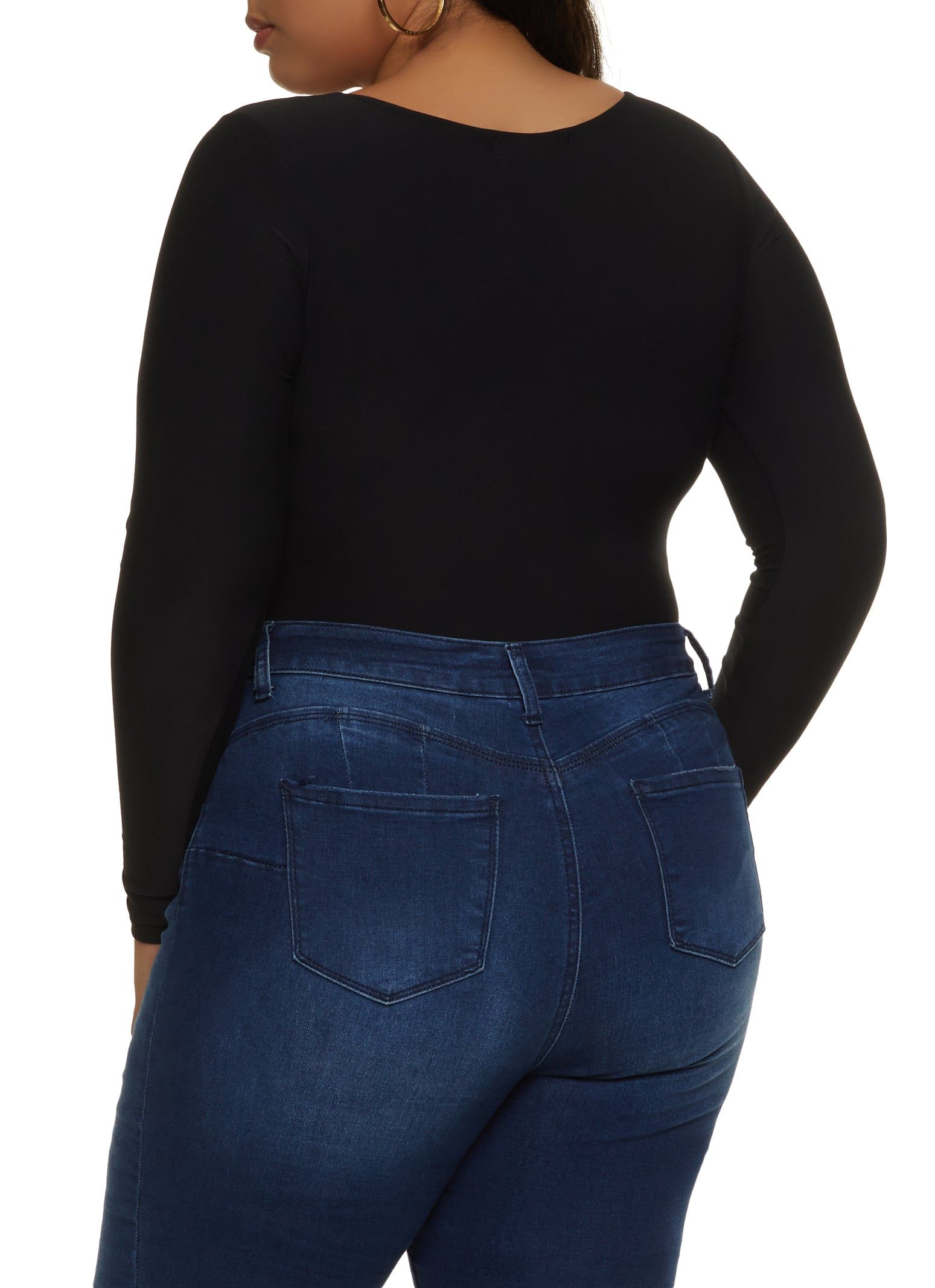 Plus Size Scoop Neck Long Sleeve Bodysuit sold by Rainbow product image thumbnail 3