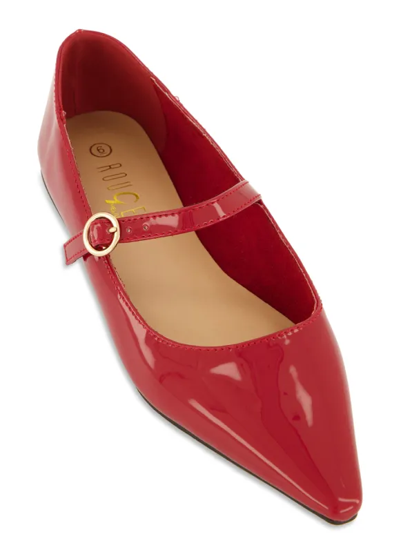 Pointed Toe Buckle Strap Flats sold by Rainbow