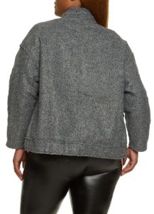 Plus Size Faux Wool Bomber Jacket sold by Rainbow