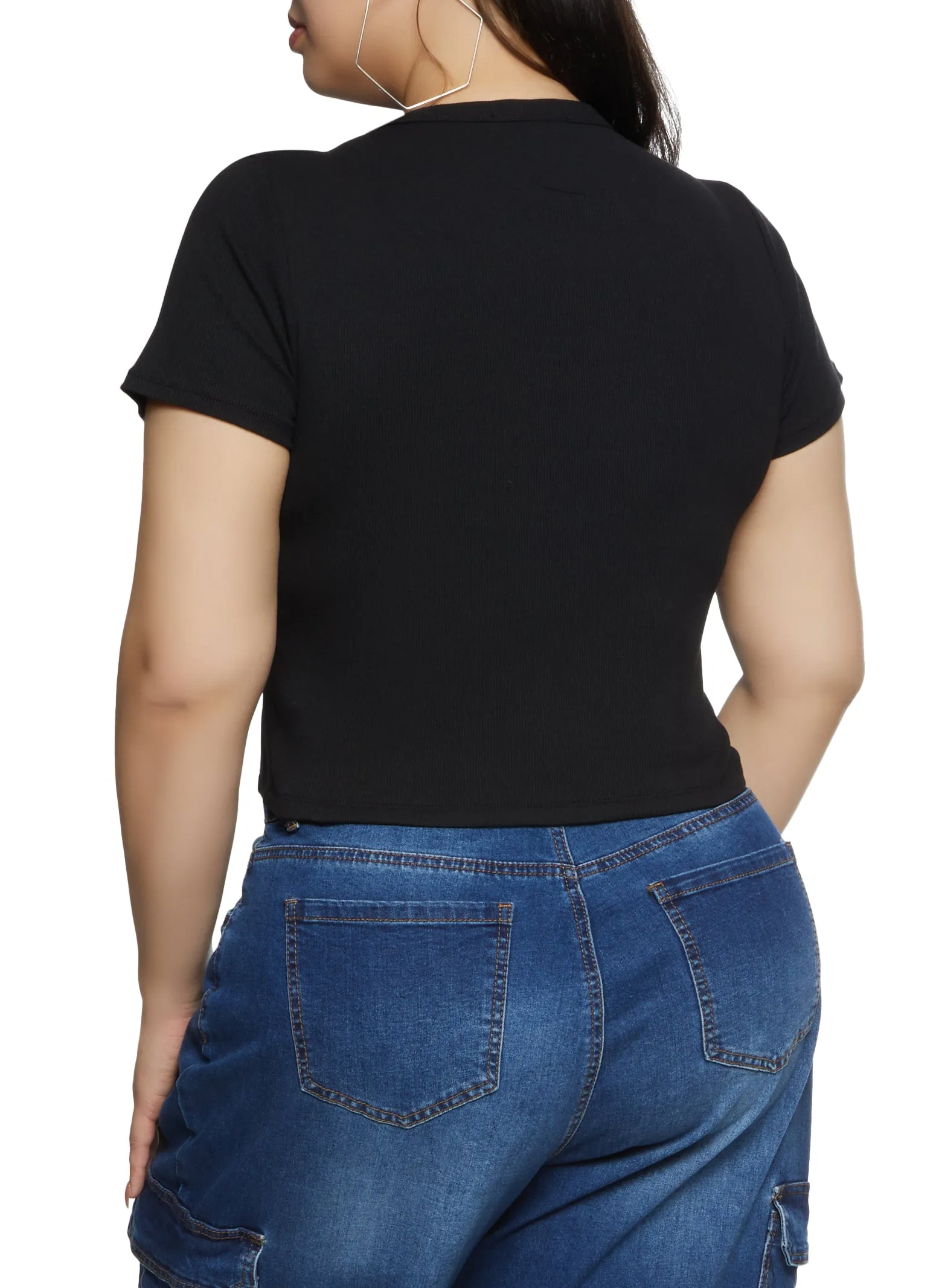 Plus Size Ribbed Knit Basic Scoop Neck Top sold by Rainbow product image thumbnail 2