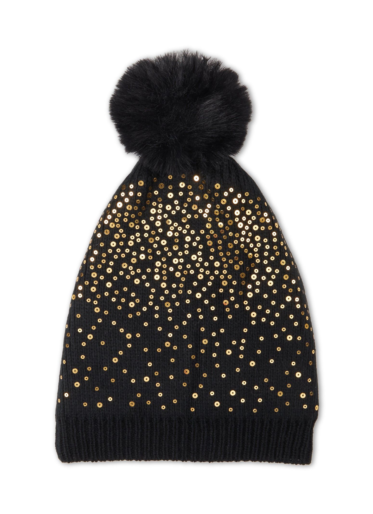 Sequin Faux Fur Pom Pom Beanie sold by Rainbow product image thumbnail 2