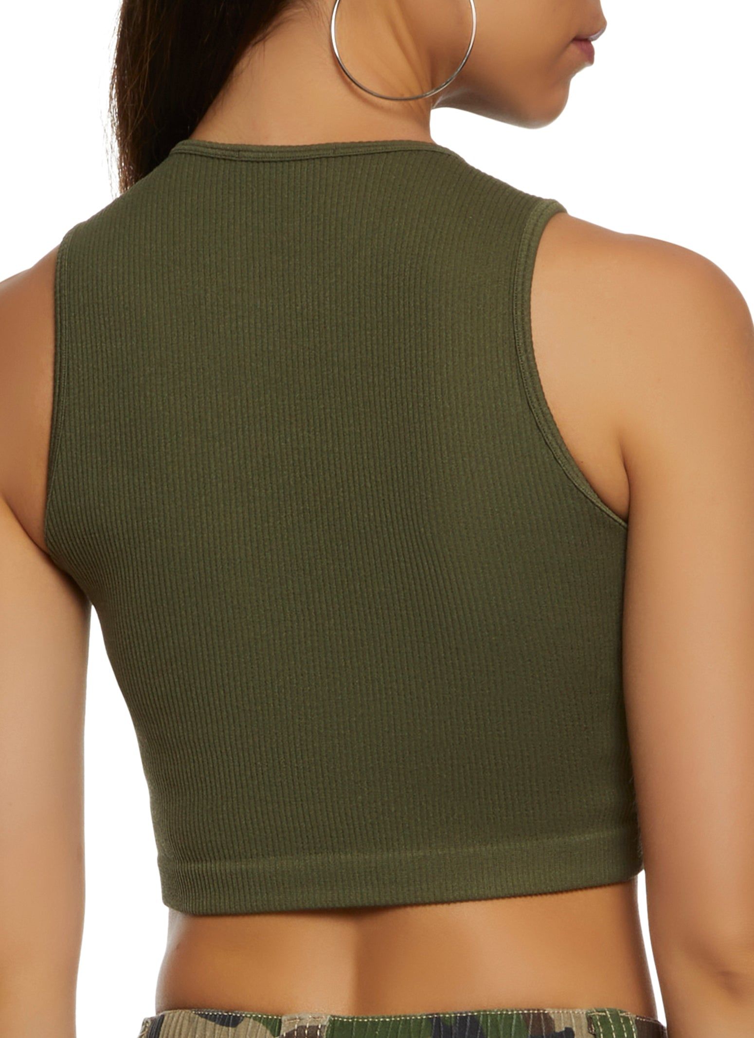 Seamless Ribbed Knit Cropped Tank Top sold by Rainbow product image thumbnail 2