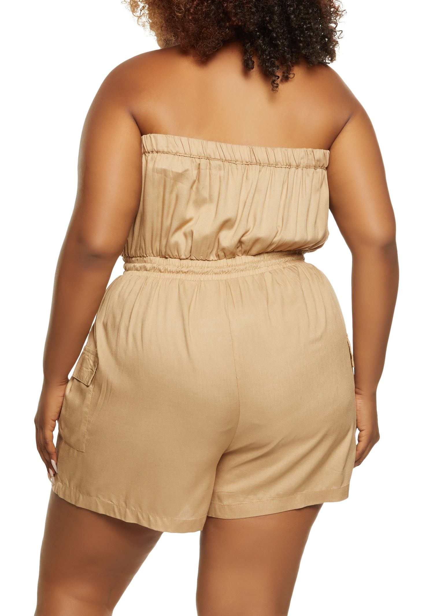 Plus Size Drawstring Waist Strapless Romper sold by Rainbow product image thumbnail 2