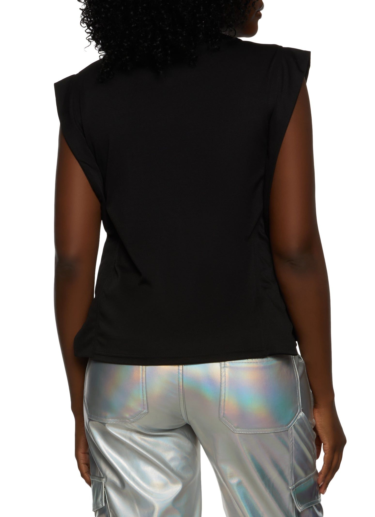 Rhinestone Studded Sleeveless Button Front Top sold by Rainbow product image thumbnail 2