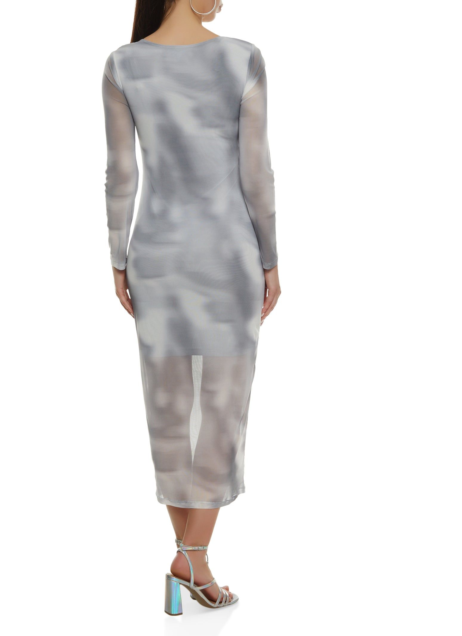 Mesh Printed Long Sleeve Maxi Dress sold by Rainbow product image thumbnail 3