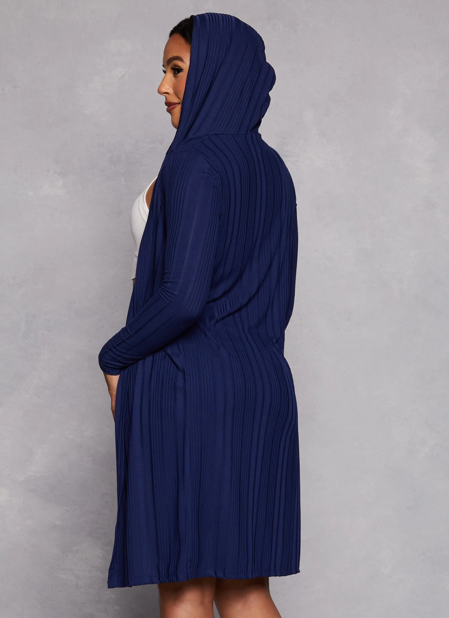 Rib Knit Hooded Long Sleeve Duster sold by Rainbow product image thumbnail 5