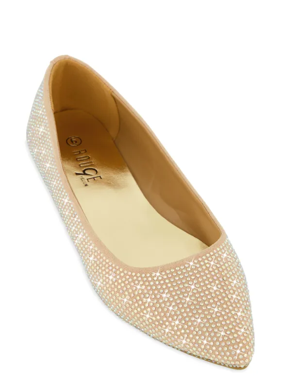 Rhinestone Studded Pointy Ballet Flats sold by Rainbow