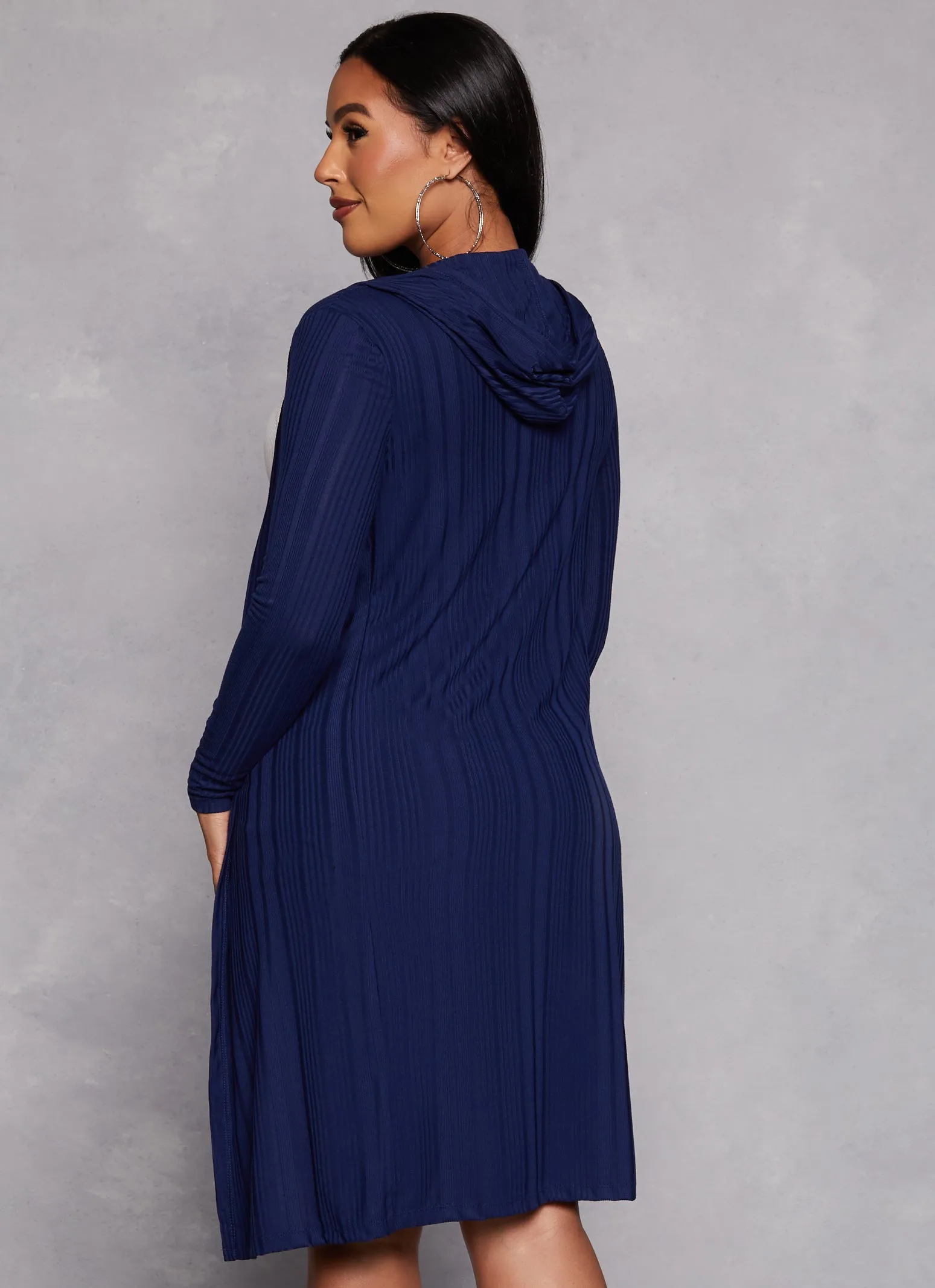 Rib Knit Hooded Long Sleeve Duster sold by Rainbow product image thumbnail 3