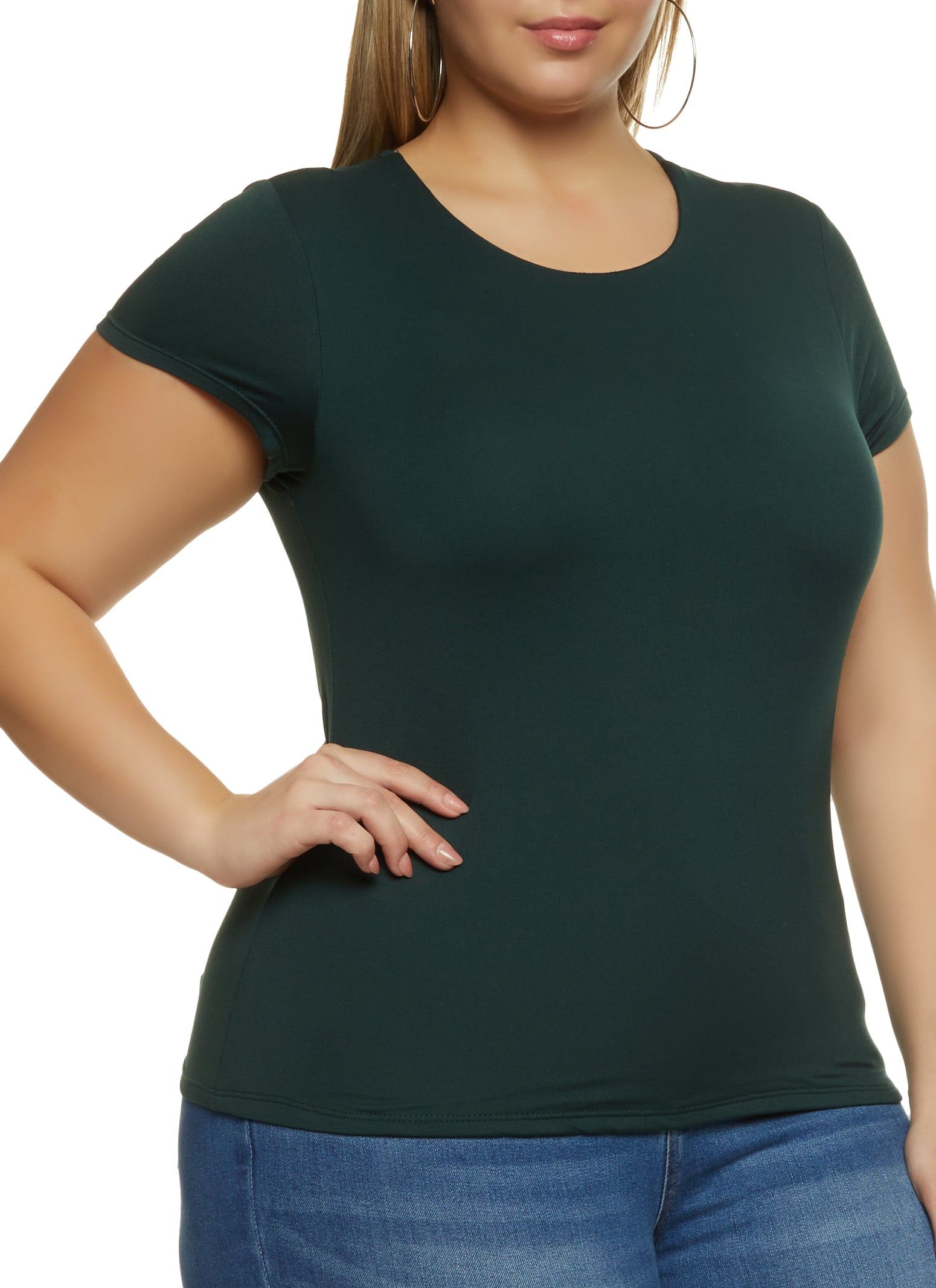 Plus Size Soft Knit Crew Neck Tee sold by Rainbow