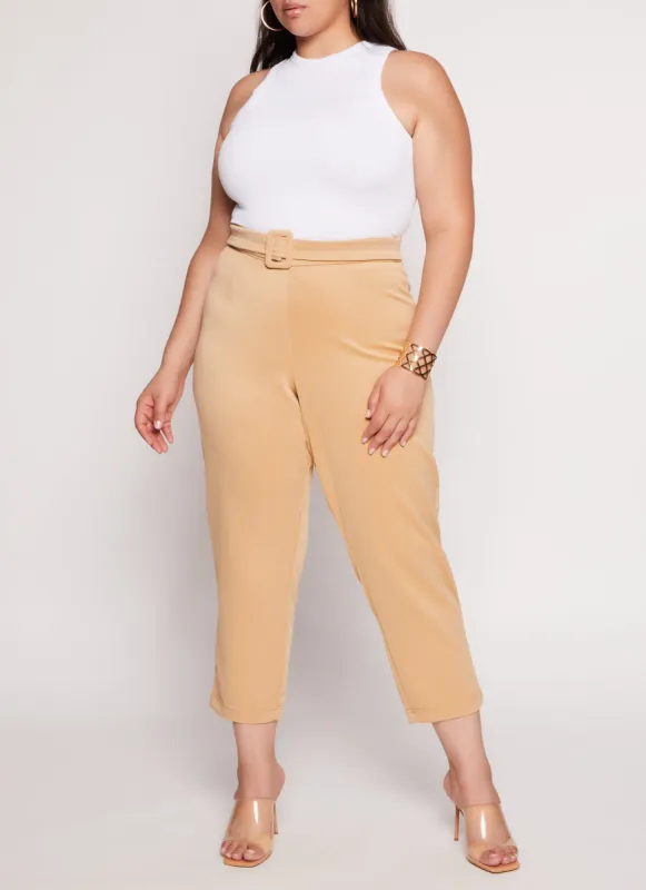 Plus Size Scuba Buckle Detail Dress Pants sold by Rainbow