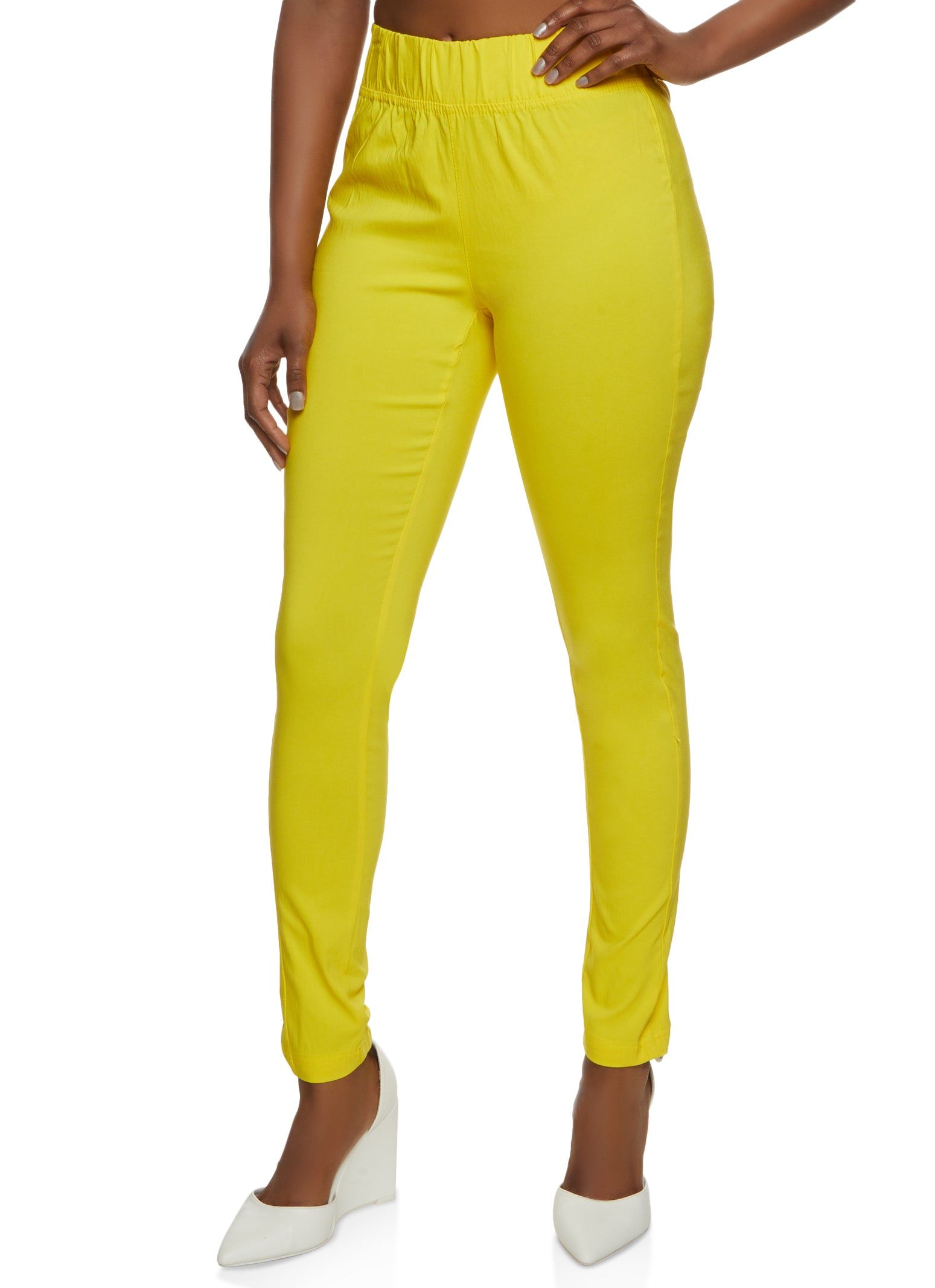 Solid High Waist Pull On Pants sold by Rainbow