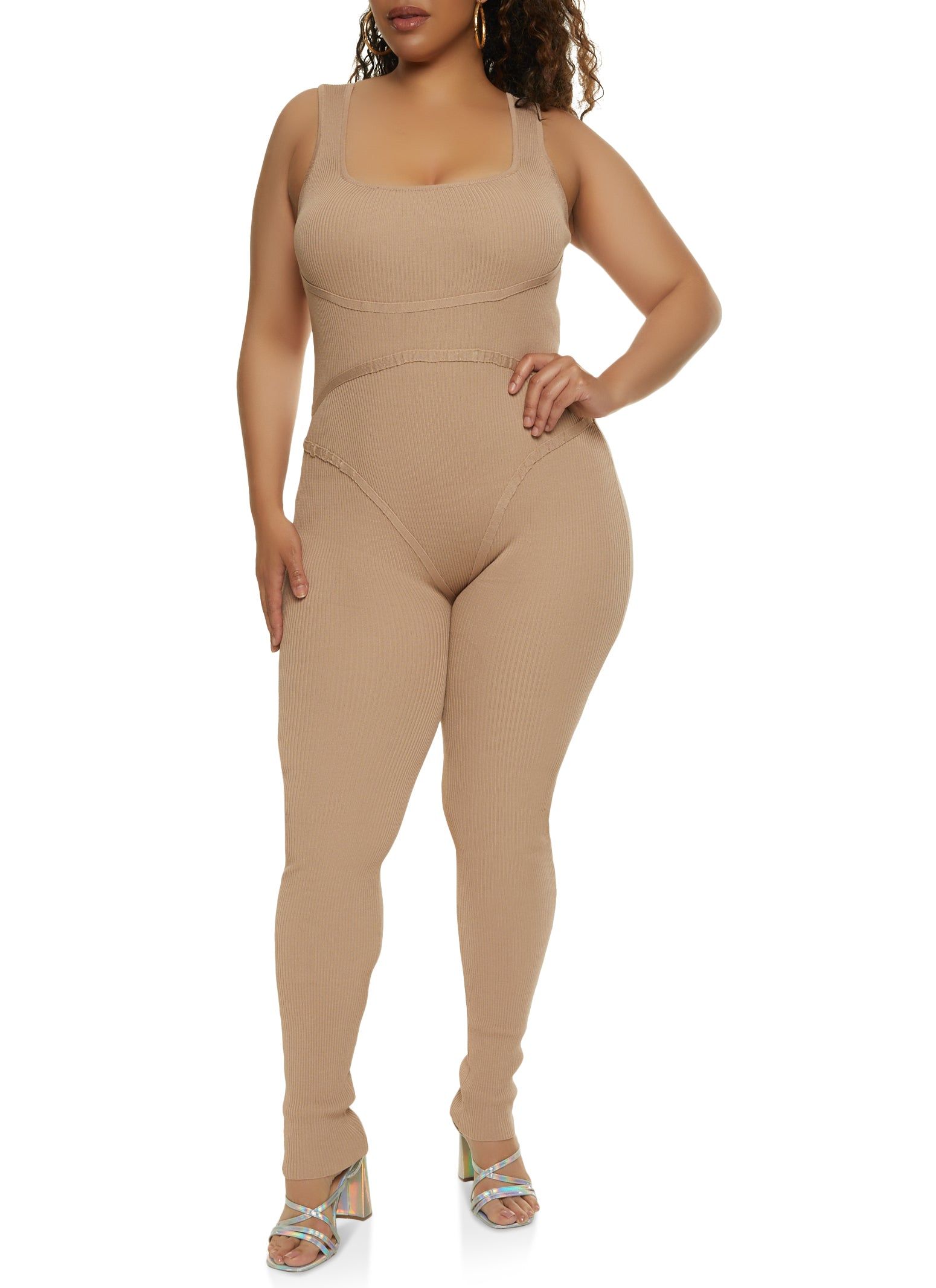 Plus Size Ribbed Knit Jumpsuit sold by Rainbow