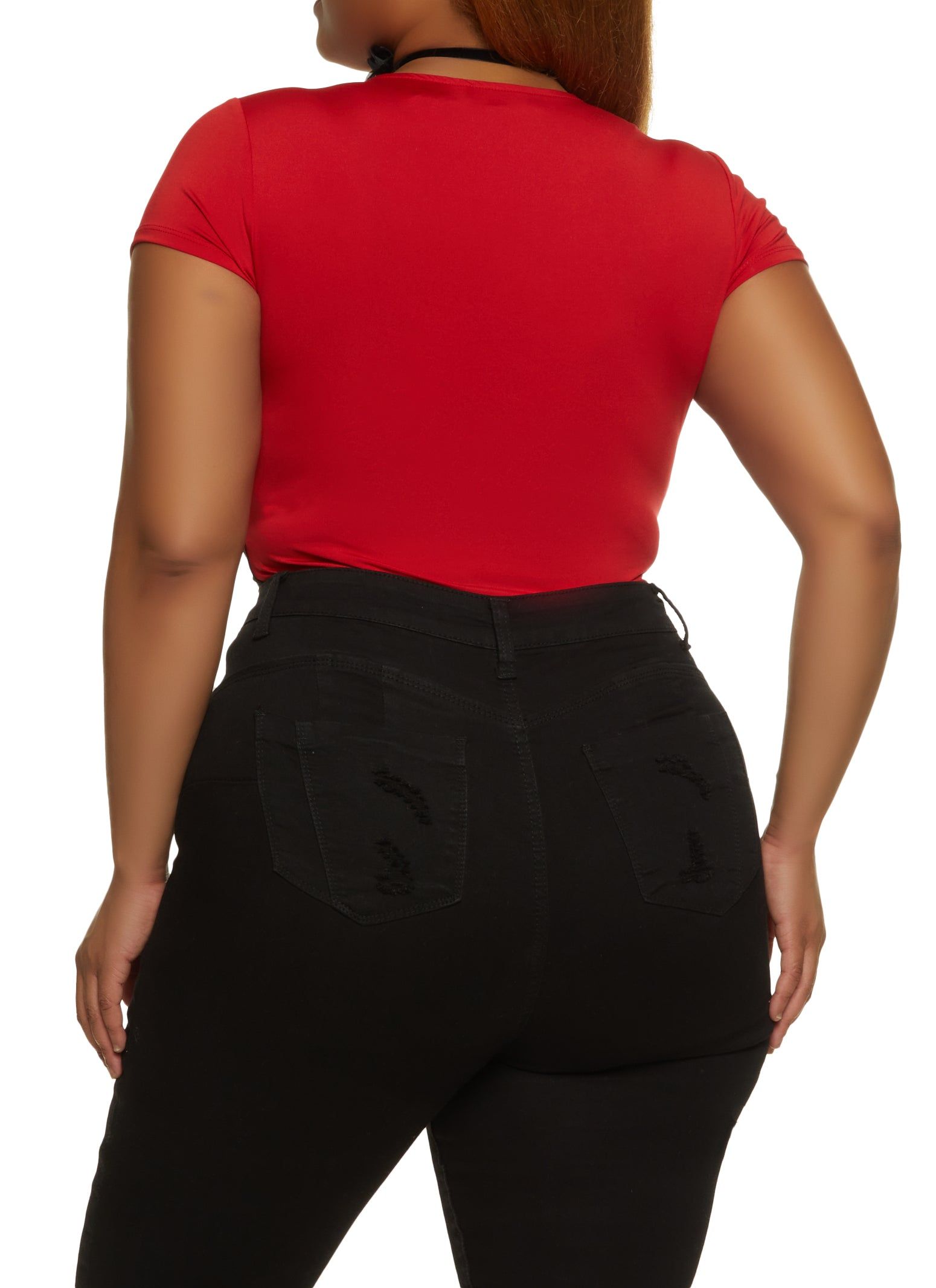 Plus Size Side Stripe Faux Wrap Bodysuit sold by Rainbow product image thumbnail 3