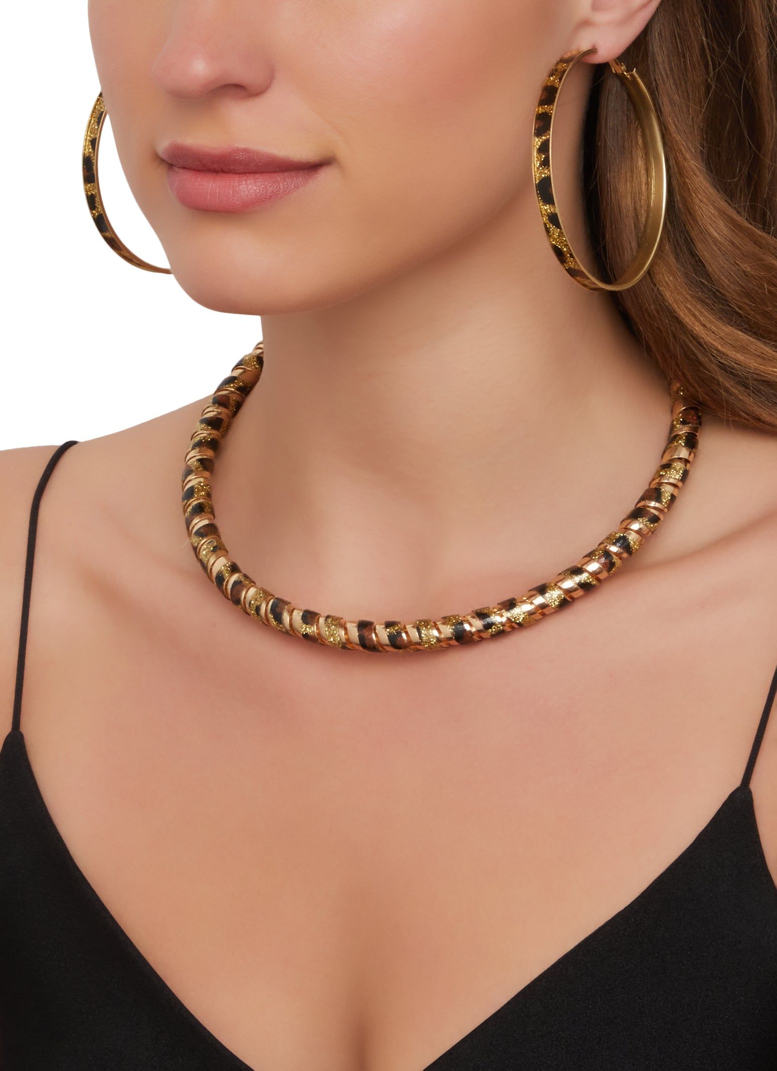 Leopard Patterned Necklace with Bracelet and Hoop Earrings sold by Rainbow product image thumbnail 2