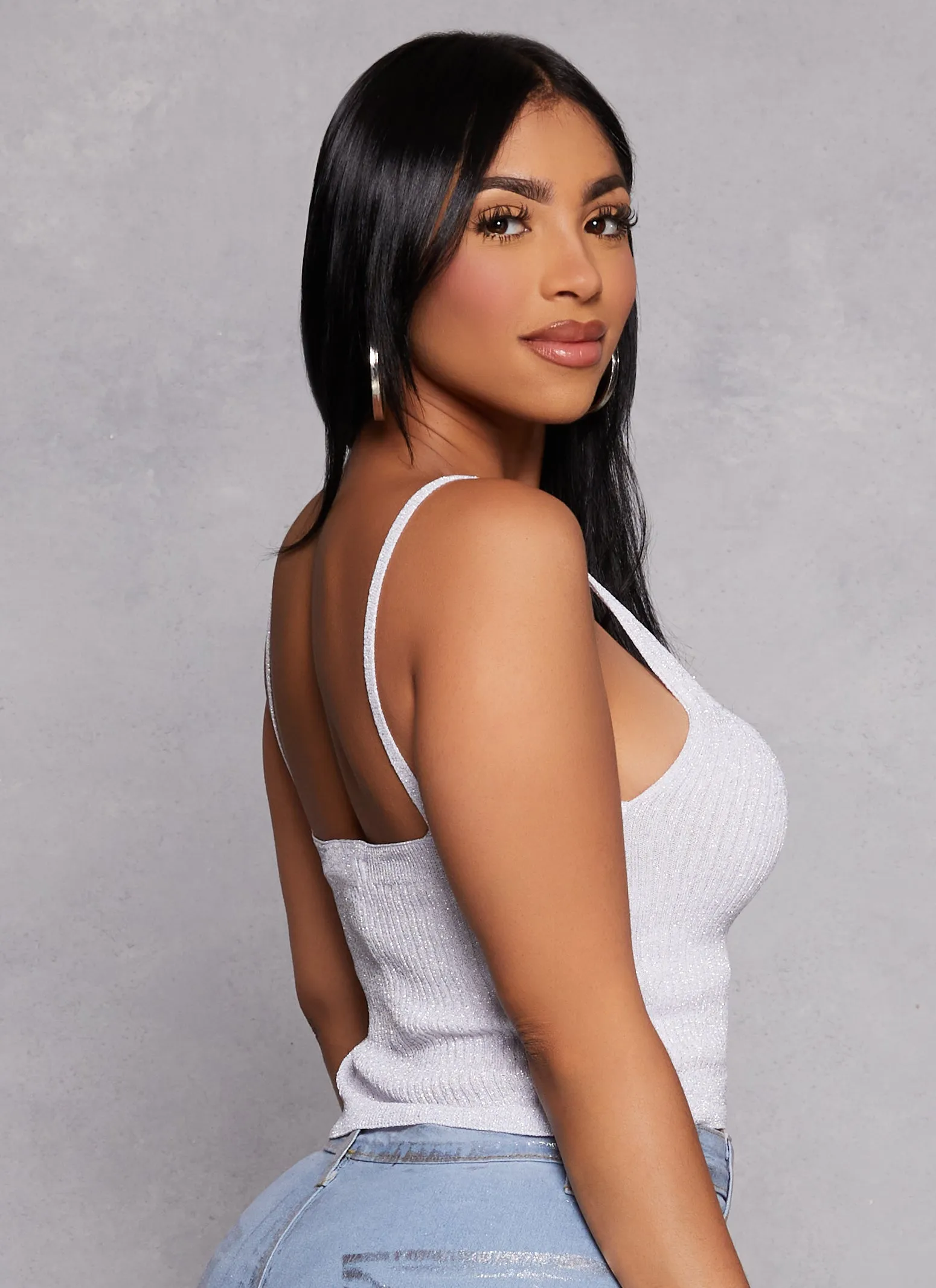 Lurex Ribbed Knit Cropped Cami sold by Rainbow product image thumbnail 3