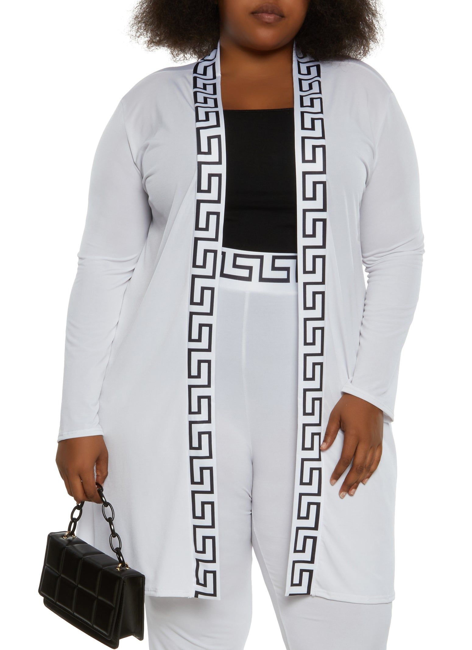 Plus Size Greek Key Trim Duster sold by Rainbow