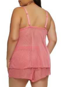 Plus Size Floral Lace Babydoll and Shorts sold by Rainbow