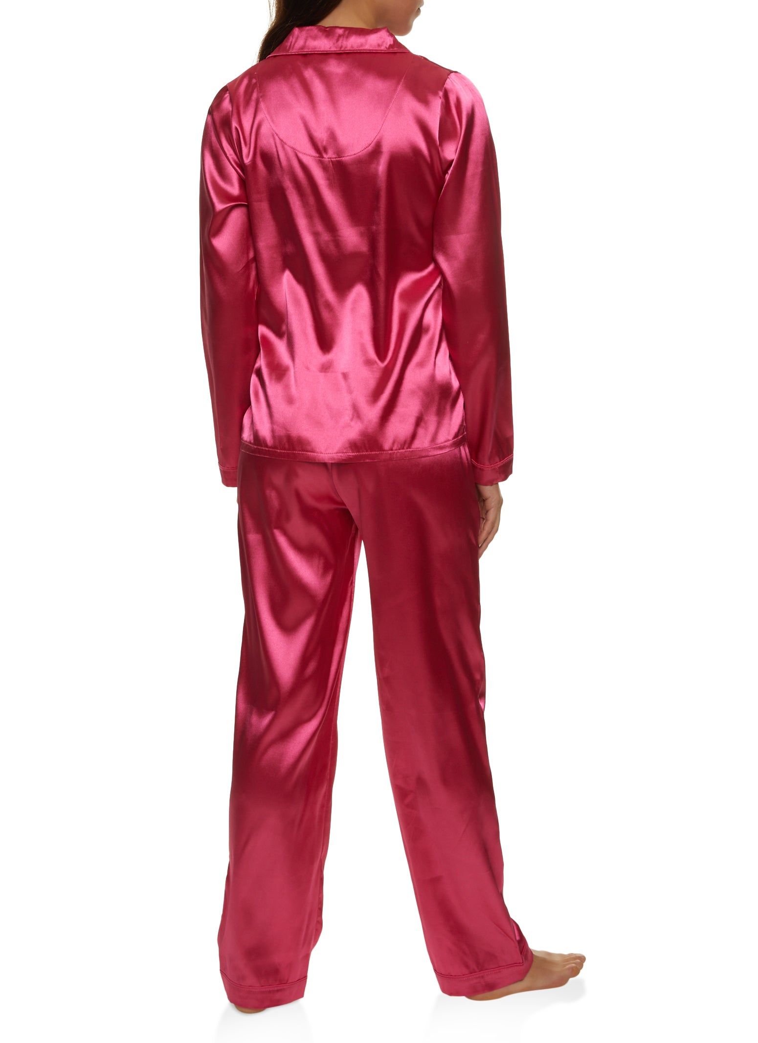Satin Notch Collar Pajama Shirt and Pants sold by Rainbow product image thumbnail 2