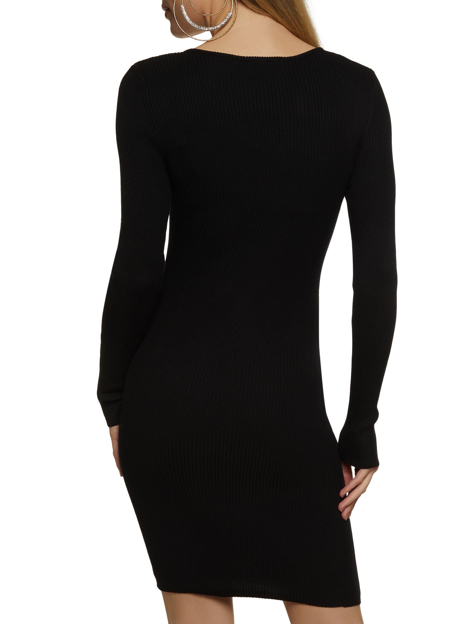 Long Sleeve V Neck Mini Dress sold by Rainbow product image thumbnail 3