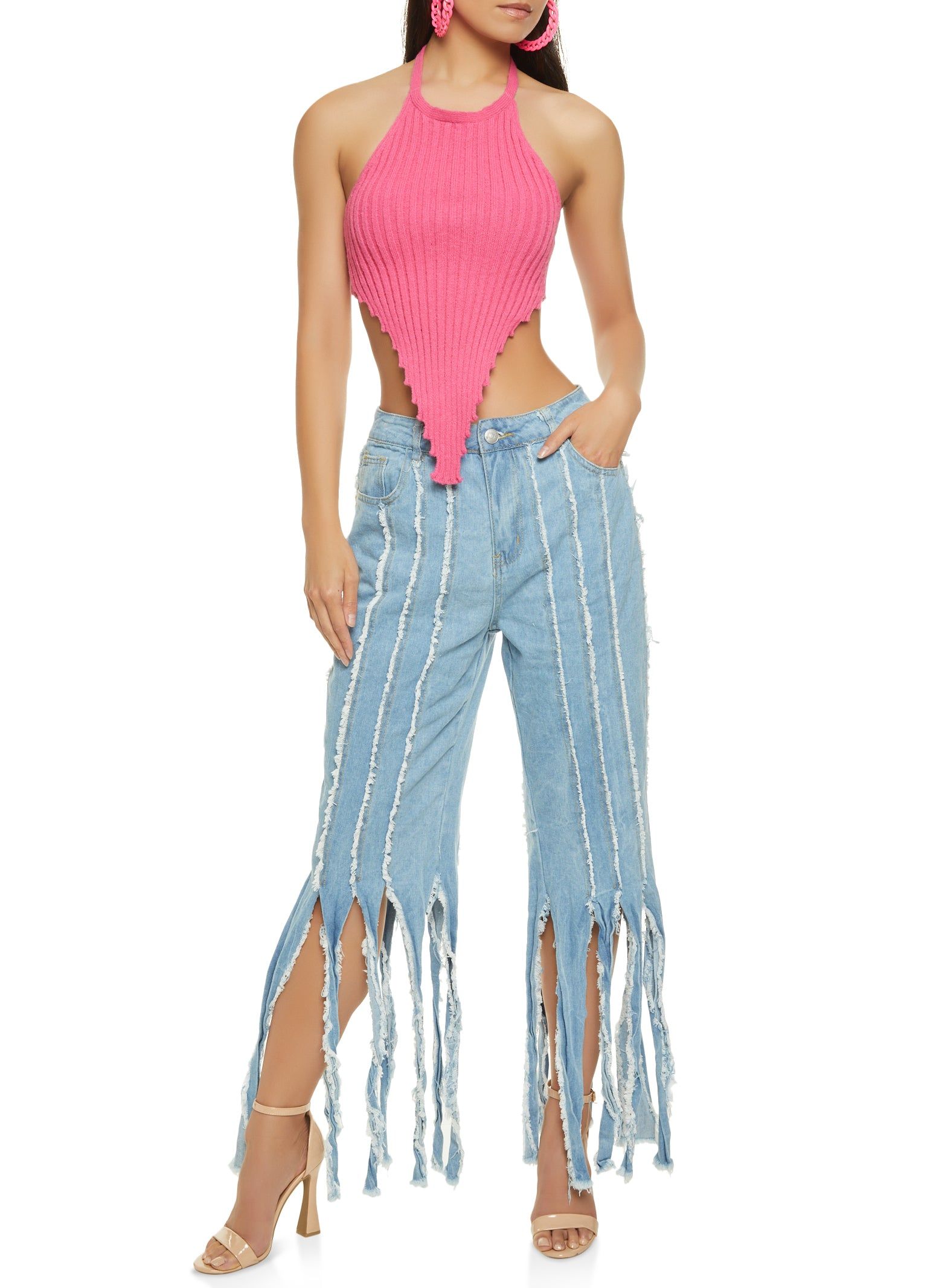 Frayed Fringe Hem Flare Jeans sold by Rainbow product image thumbnail 2