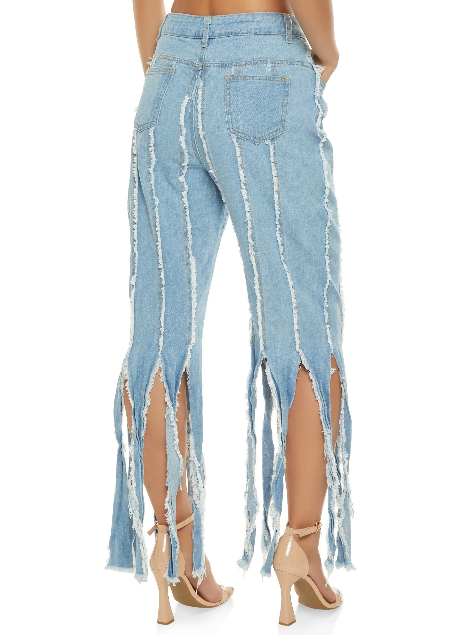 Frayed Fringe Hem Flare Jeans sold by Rainbow product image thumbnail 3
