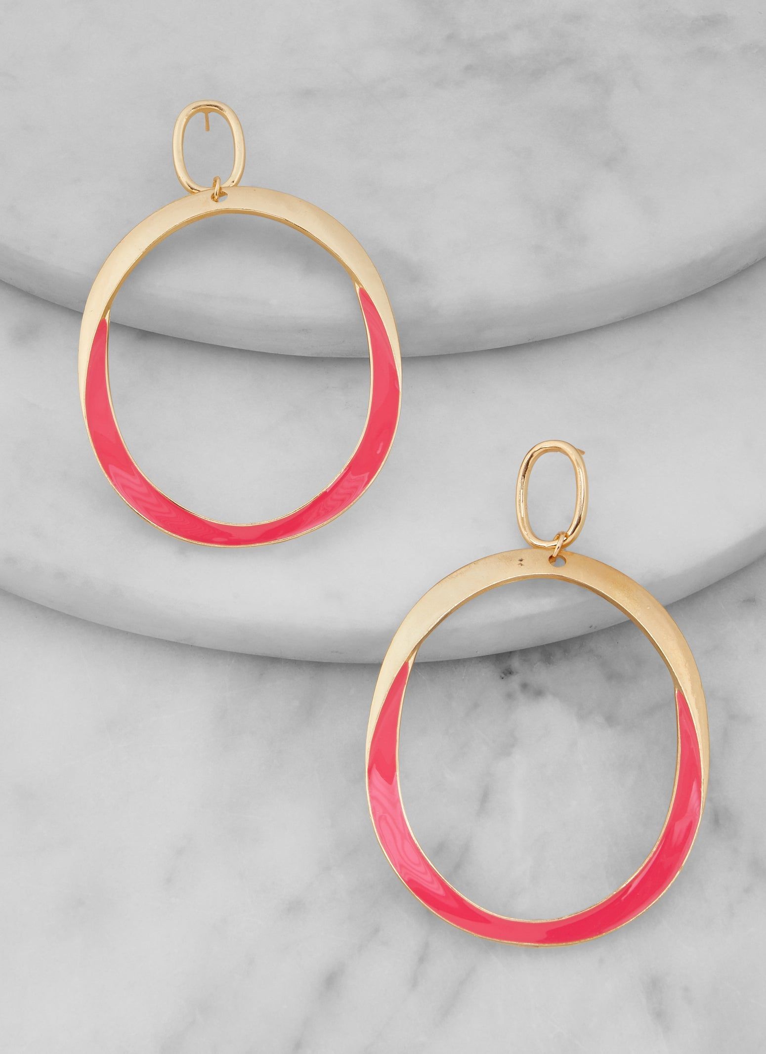 Large Oval Hoop Drop Earrings sold by Rainbow product image thumbnail 2