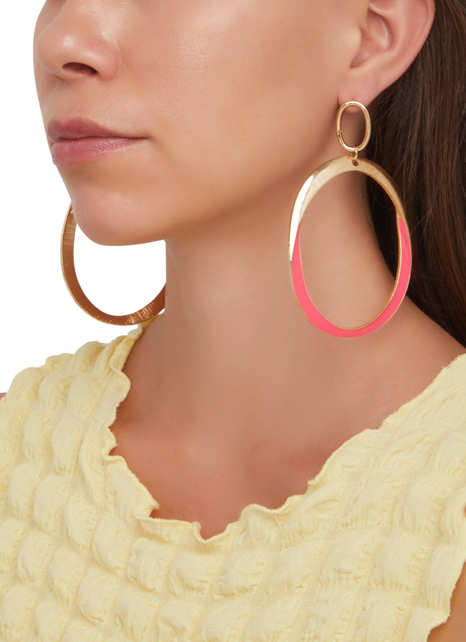 Large Oval Hoop Drop Earrings sold by Rainbow