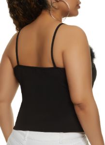 Plus Size Crepe Knit Feather Trim Cami sold by Rainbow