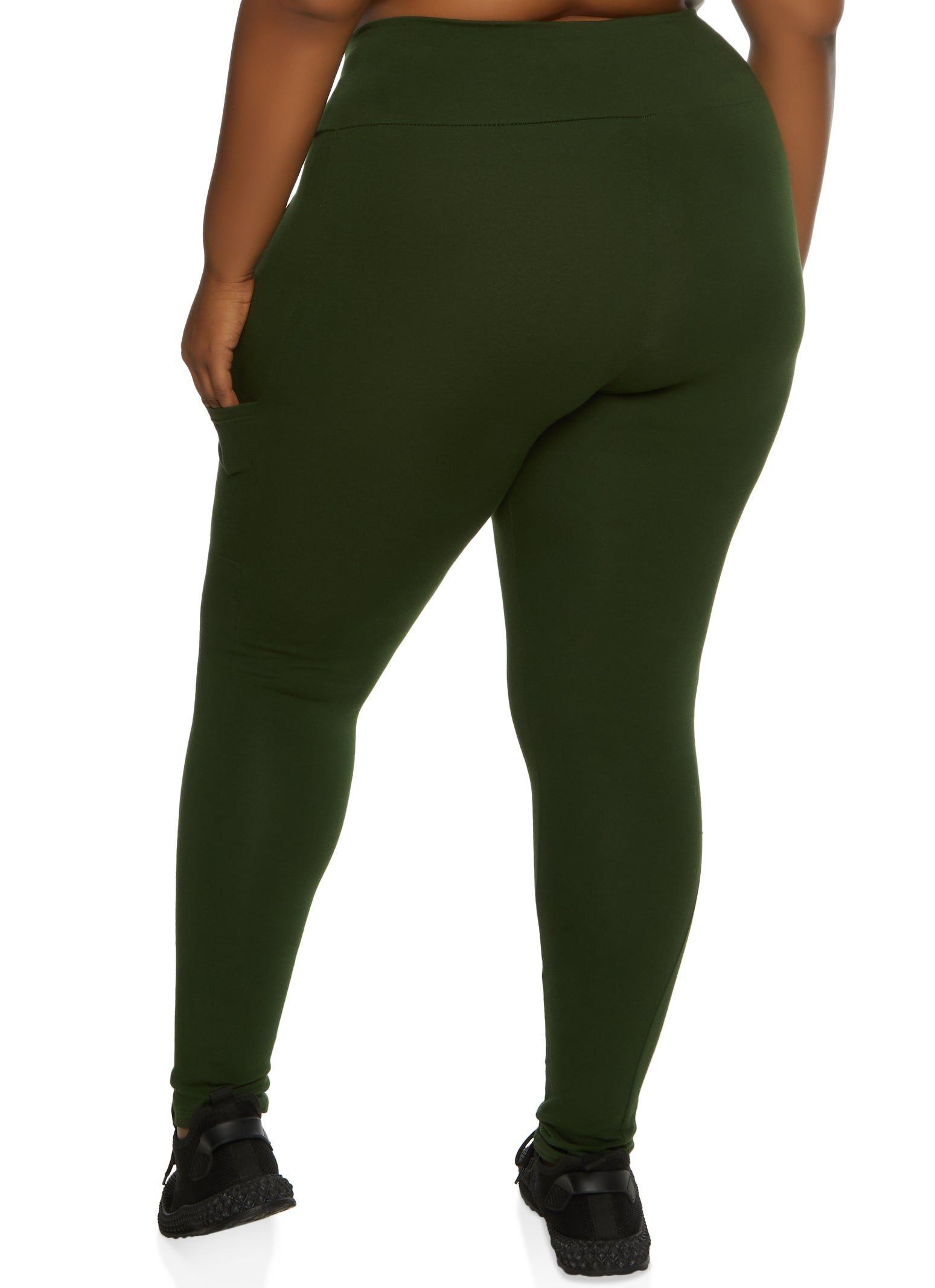 Plus Size Solid High Waist Cell Phone Pocket Leggings sold by Rainbow product image thumbnail 2