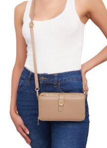 Buckle Detail Double Zip Crossbody Wallet sold by Rainbow
