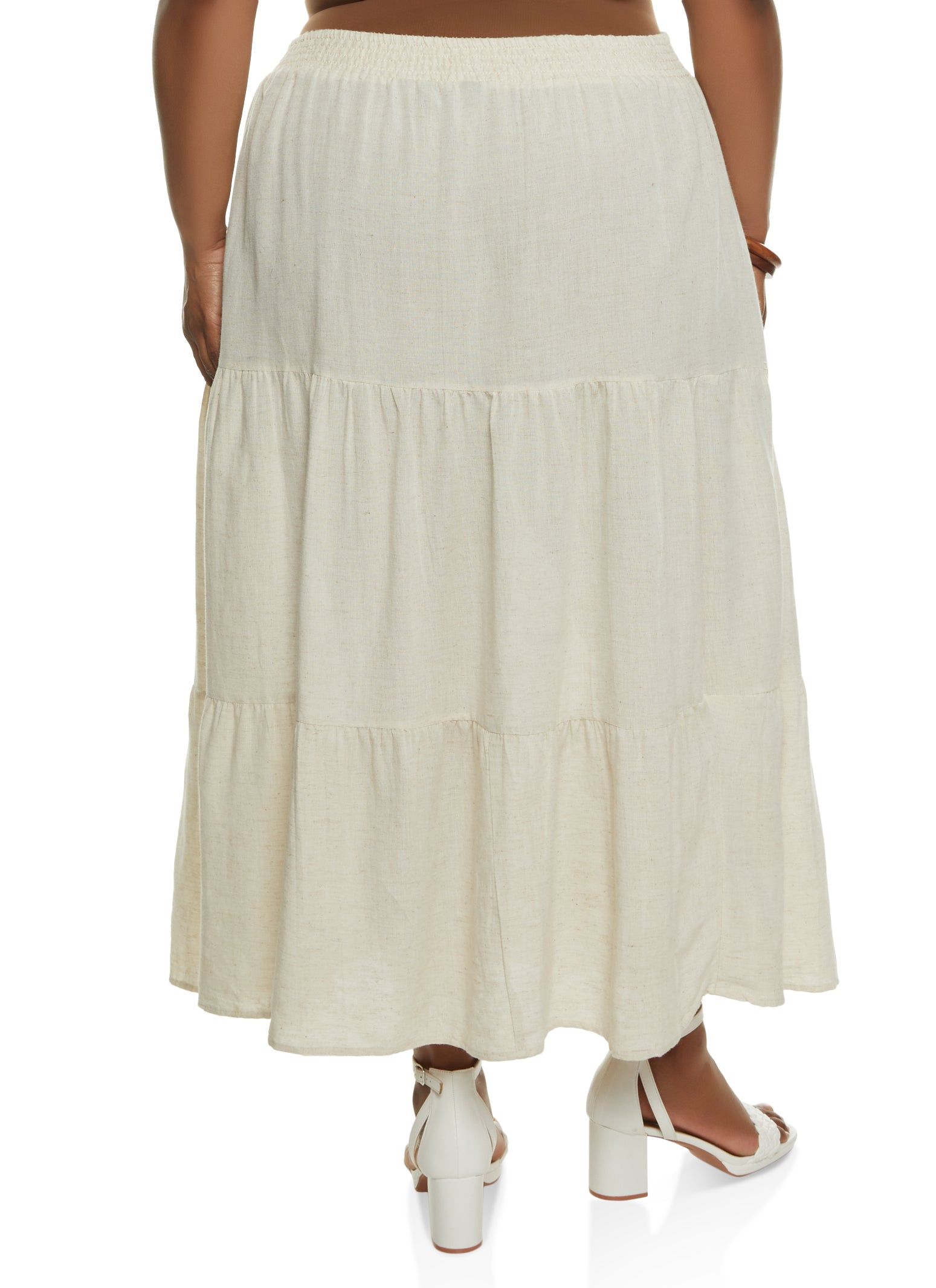 Plus Size Button Front Tiered Maxi Skirt sold by Rainbow product image thumbnail 2