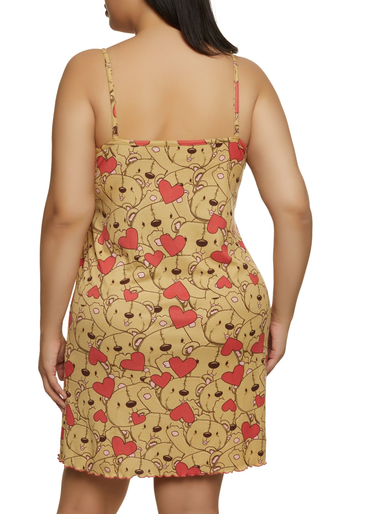 Plus Size Ribbed Bear Print Cami Nightgown with Robe sold by Rainbow product image thumbnail 5