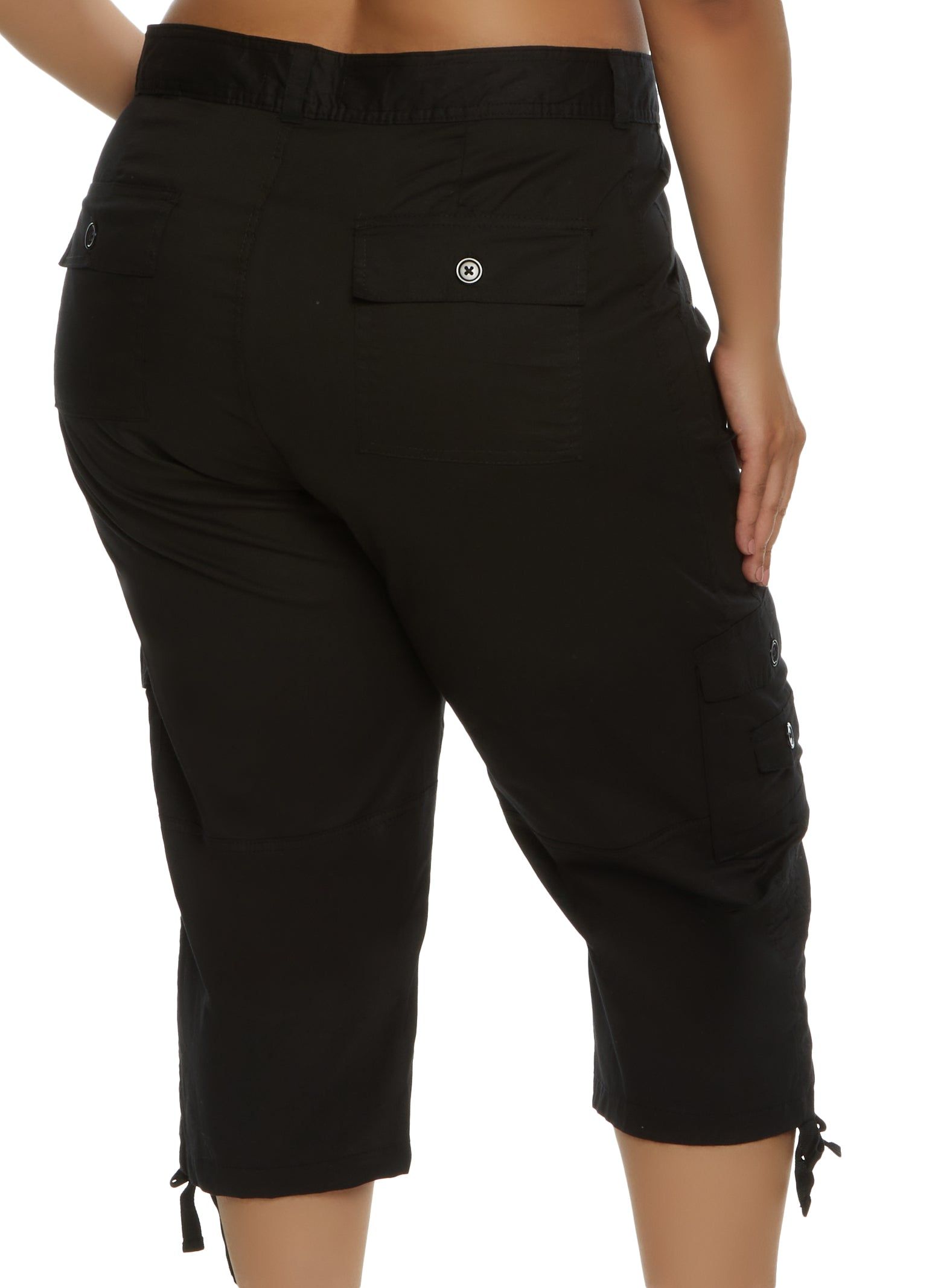 Plus Size Zip Pocket Detail Tie Cuff Capri Pants sold by Rainbow product image thumbnail 2
