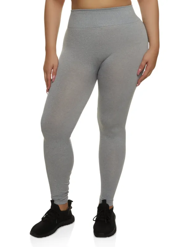 Plus Size High Waist Knit Leggings sold by Rainbow