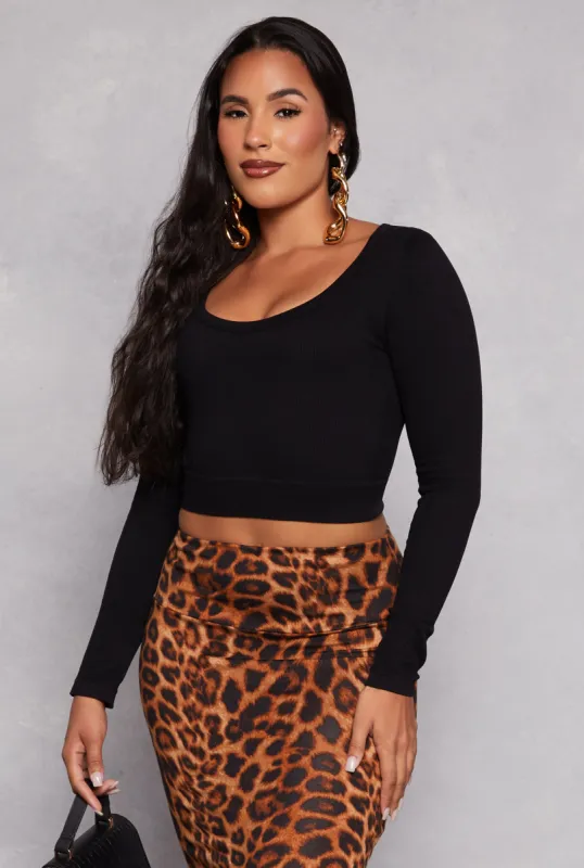 Seamless Ribbed Scoop Neck Crop Top sold by Rainbow