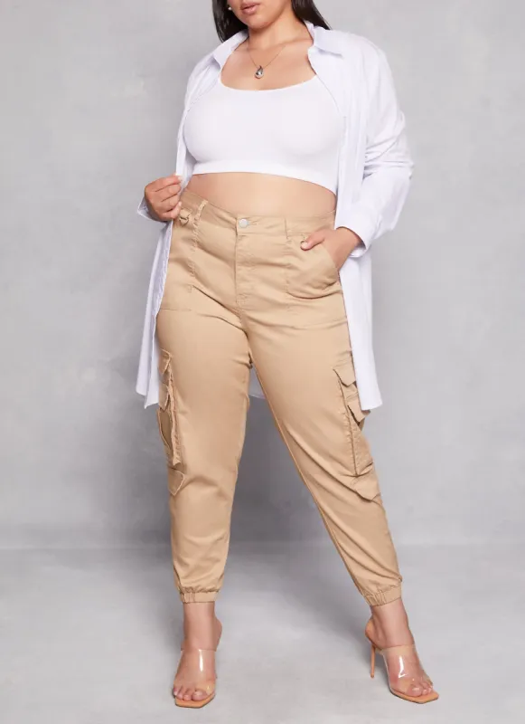 Plus Size Double Cargo Pocket Joggers sold by Rainbow