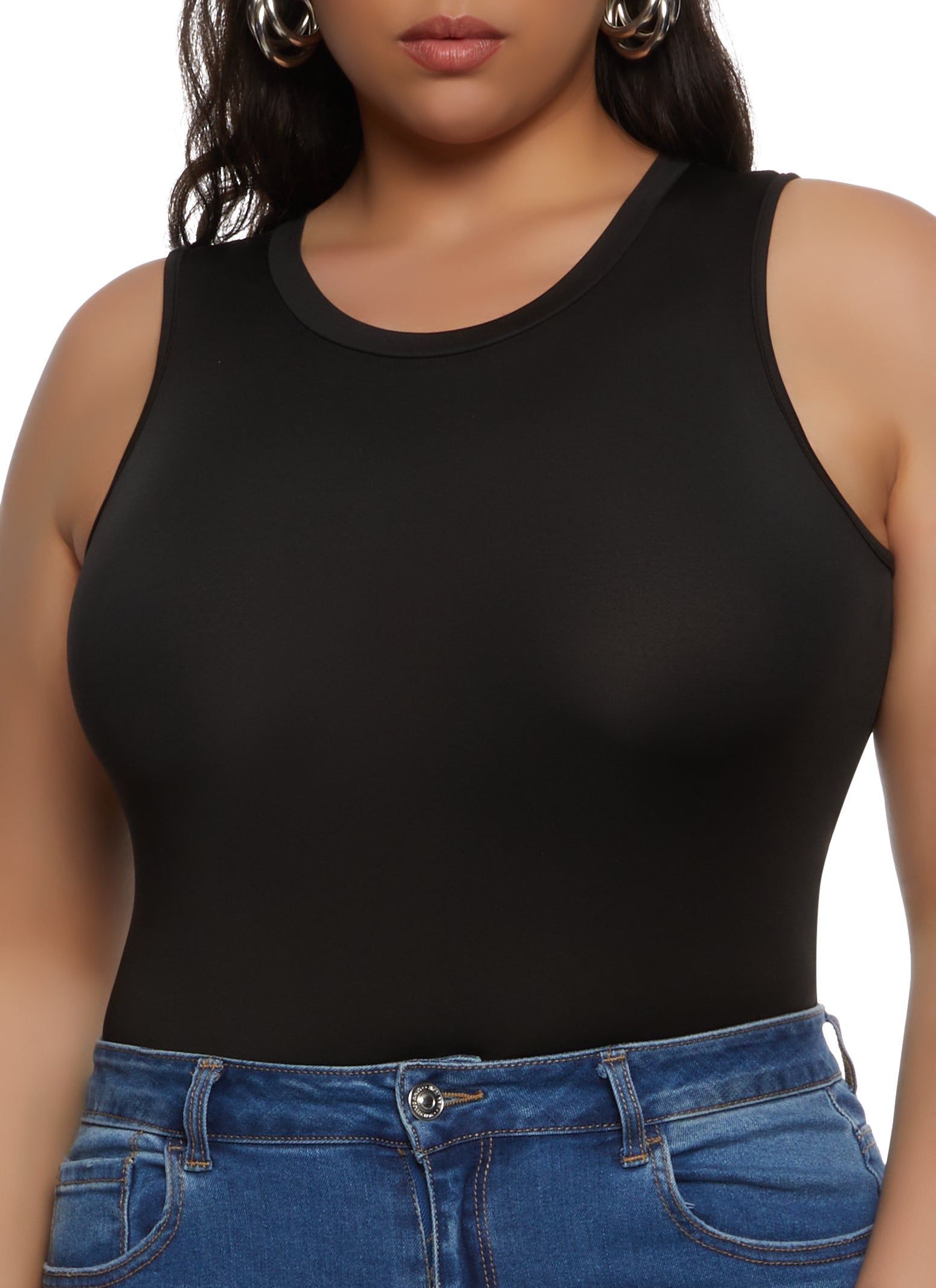 Plus Size Crew Neck Tank Bodysuit sold by Rainbow product image thumbnail 2