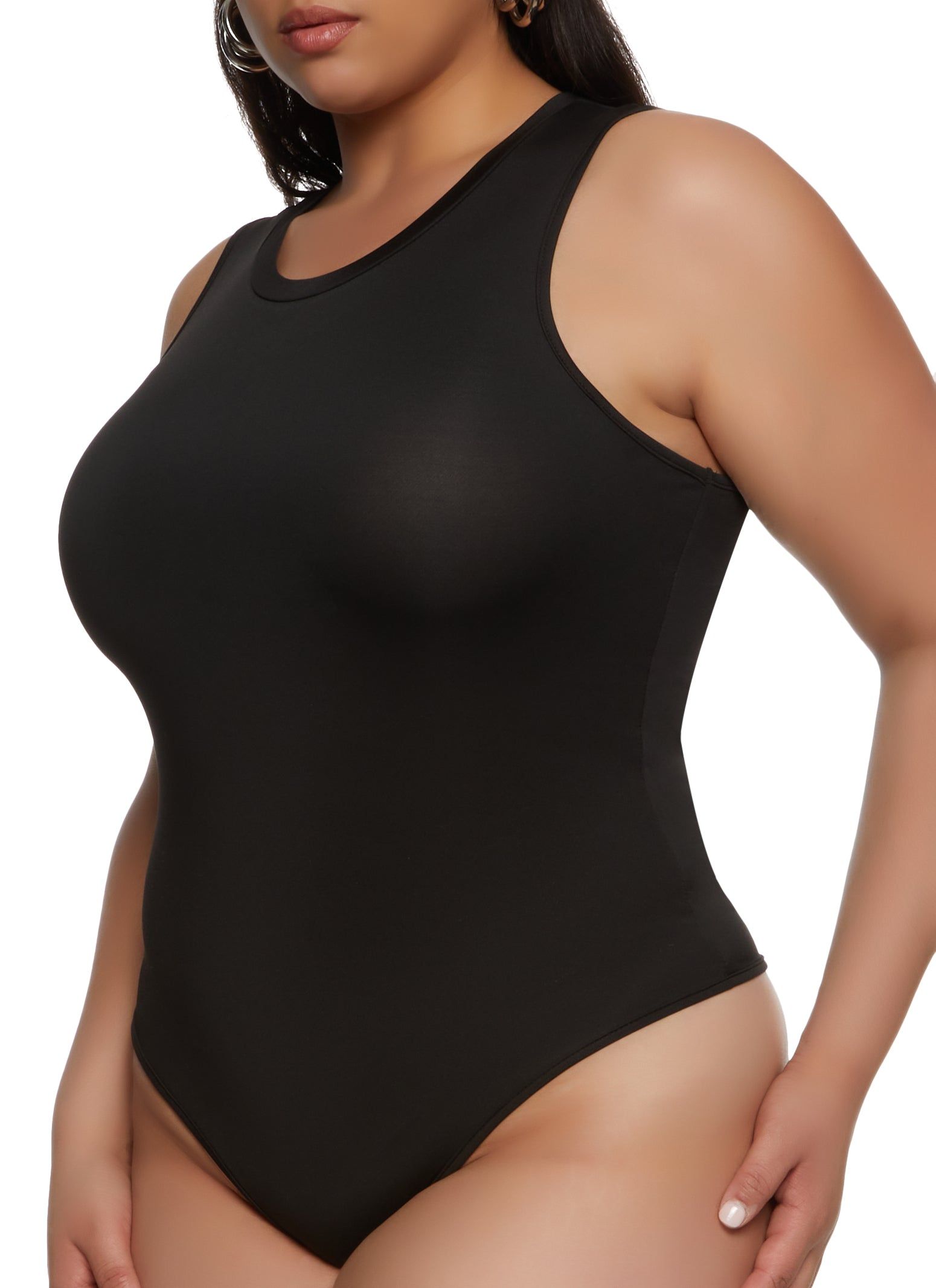 Plus Size Crew Neck Tank Bodysuit sold by Rainbow