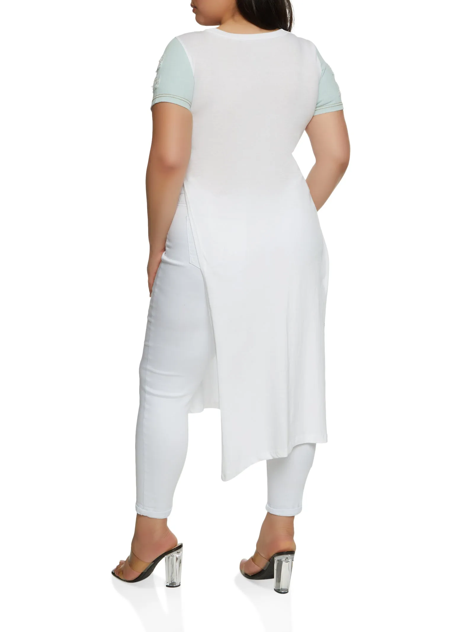 Plus Size All Faith Never Fear Denim Sleeve Graphic Tee sold by Rainbow product image thumbnail 2