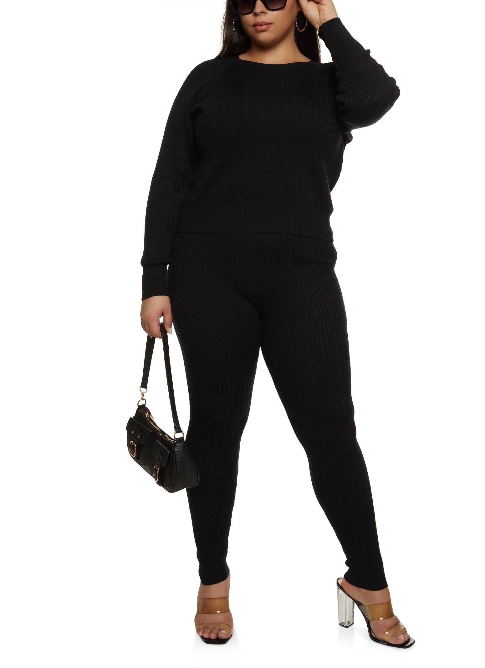 Plus Size Crew Neck Cable Knit Pullover Sweater sold by Rainbow product image thumbnail 2