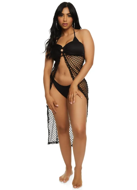Fishnet Open Front Cover Up Dress sold by Rainbow
